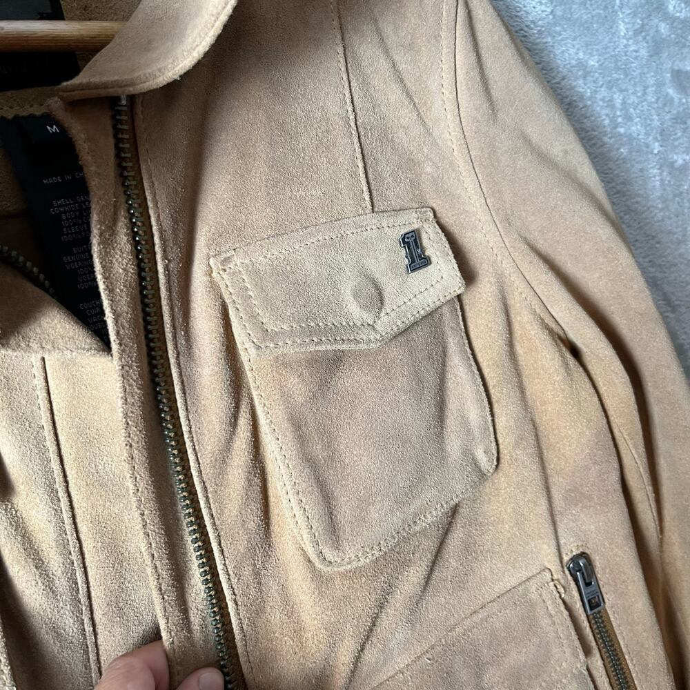 Harley Davidson Women’s Tan Leather Suede Moto Jacket Size M Biker Baddie Zipper - Picture 6 of 9